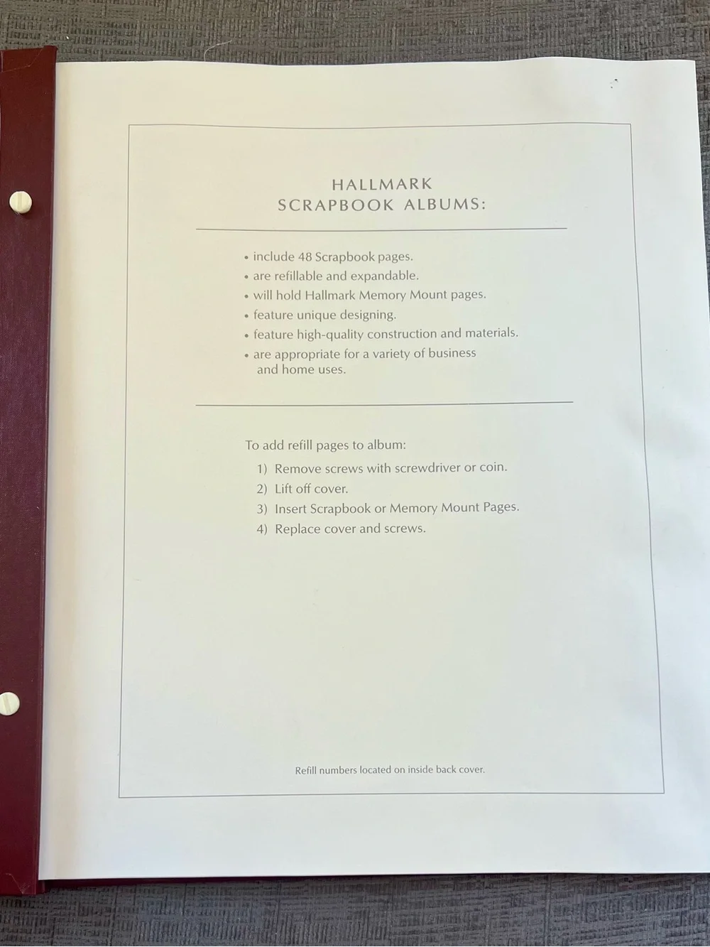 Hallmark Burgundy & White Scrapbook Album